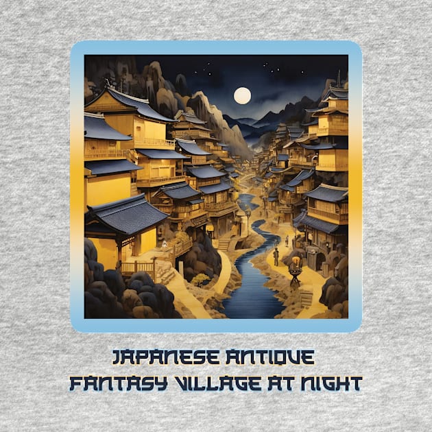 Japanese Fantasy Village Blue and Yellow Tones by MagesticLuminous